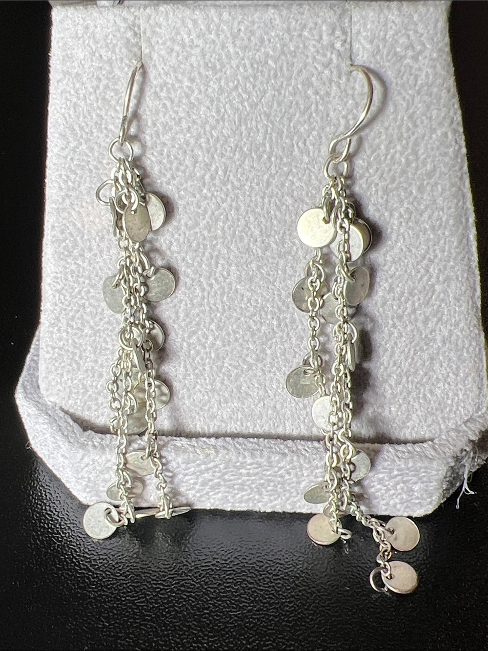 Silver Coin Drop Chain Earrings - Women Jewelry